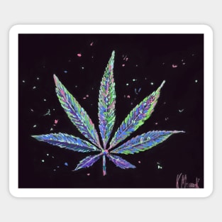 Stoner 420 single colorful cannabis leaf Magnet